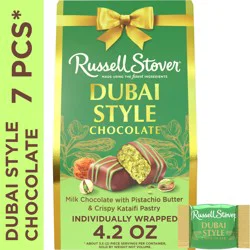 RUSSELL STOVER Dubai Style Milk Chocolate Candy Bar with Pistachio & Kataifi Gift Bag, 4.2 oz