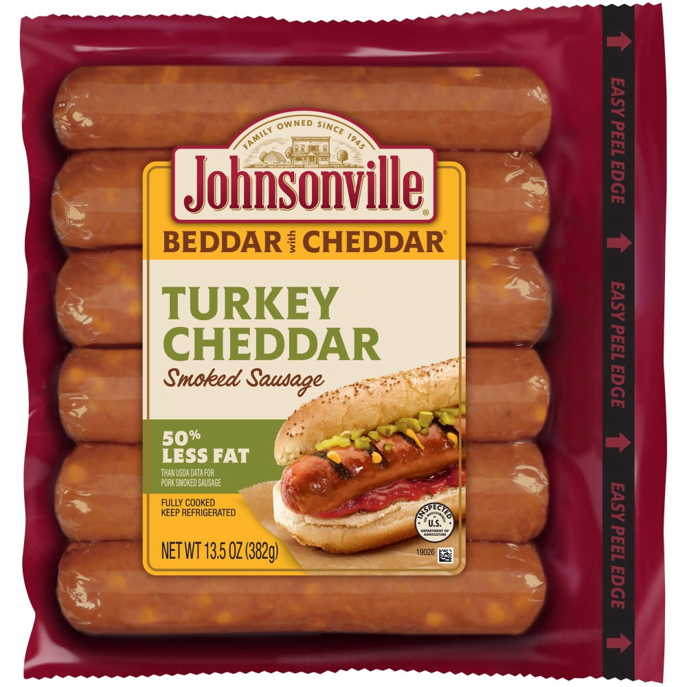 slide 5 of 6, Johnsonville Turkey Cheddar Smoked Sausage, 6 Count, 13.5 oz, 13.5 oz