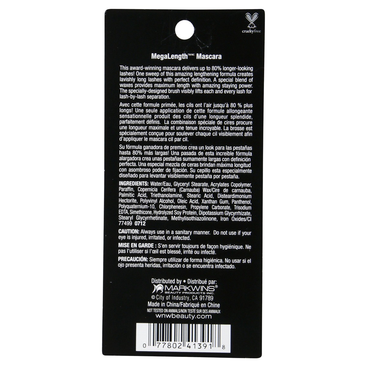 slide 2 of 4, wet n wild Mascara Mega Length Black, 23 fl oz