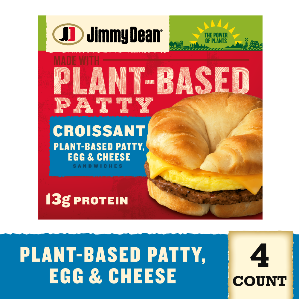 slide 3 of 3, Jimmy Dean Croissant Breakfast Sandwiches with Plant-Based Patty, Egg, and Cheese, Frozen, 4 Count, 510.29 g