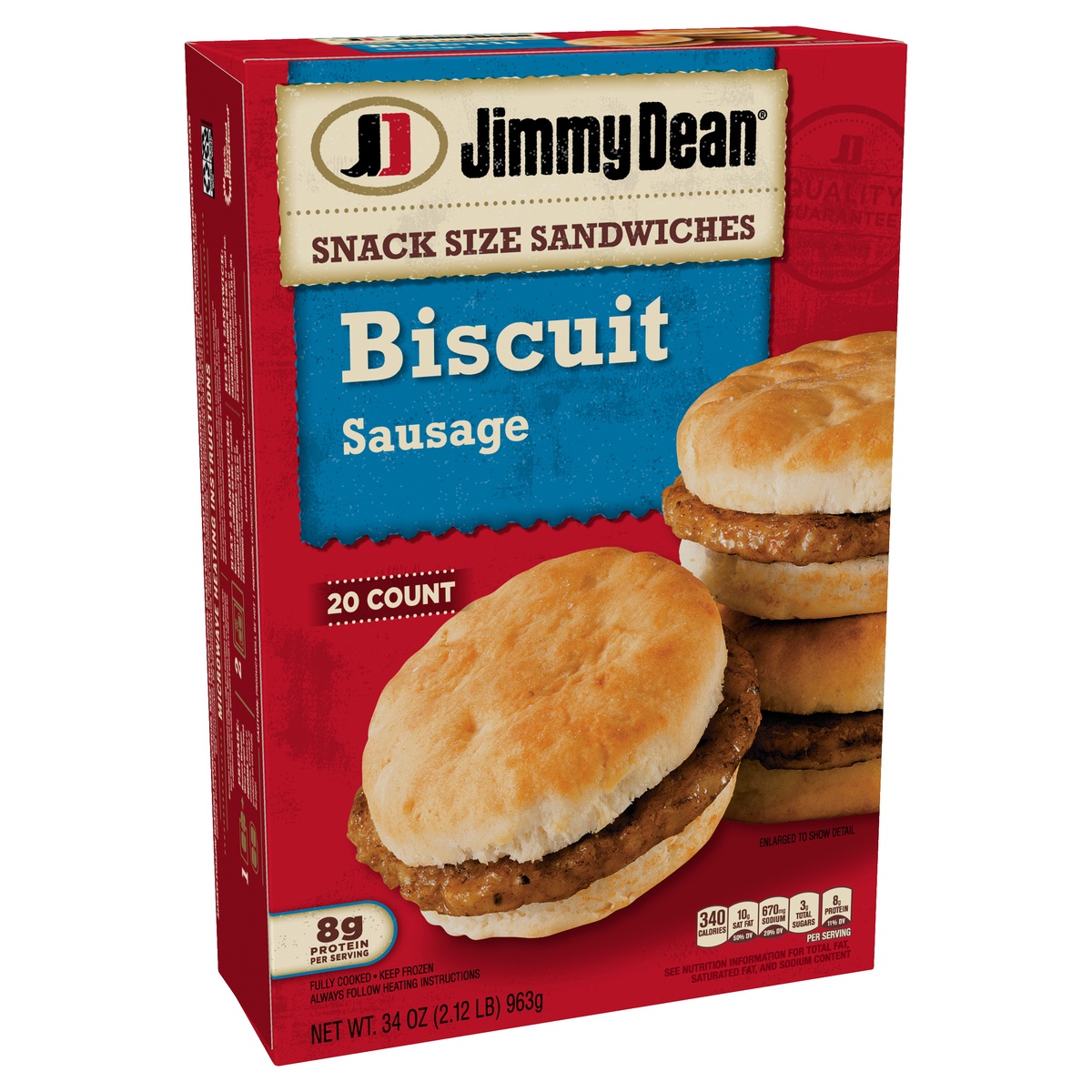 slide 2 of 6, Jimmy Dean Snack Size Sandwiches Sausage Biscuit, 20 ct; 1.7 oz