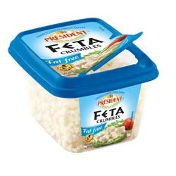 Président Fat Free Feta Crumbles Plain, 6oz