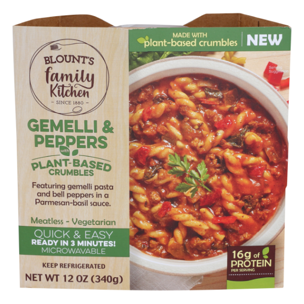 slide 1 of 1, Blount's Family Kitchen Gemelli And Peppers With Plant-based Crumbles, 1 ct