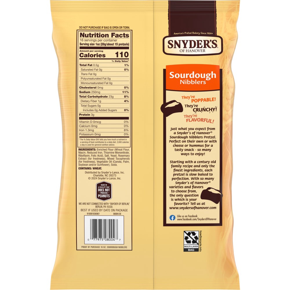 slide 3 of 4, Snyder's of Hanover Sourdough Nibblers Pretzels, 16.000 oz