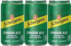 Schweppes Ginger Ale Soda, 7.5 fl oz cans, 6 pack