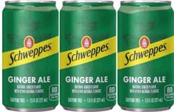 Schweppes Ginger Ale Soda, 7.5 fl oz cans, 6 pack