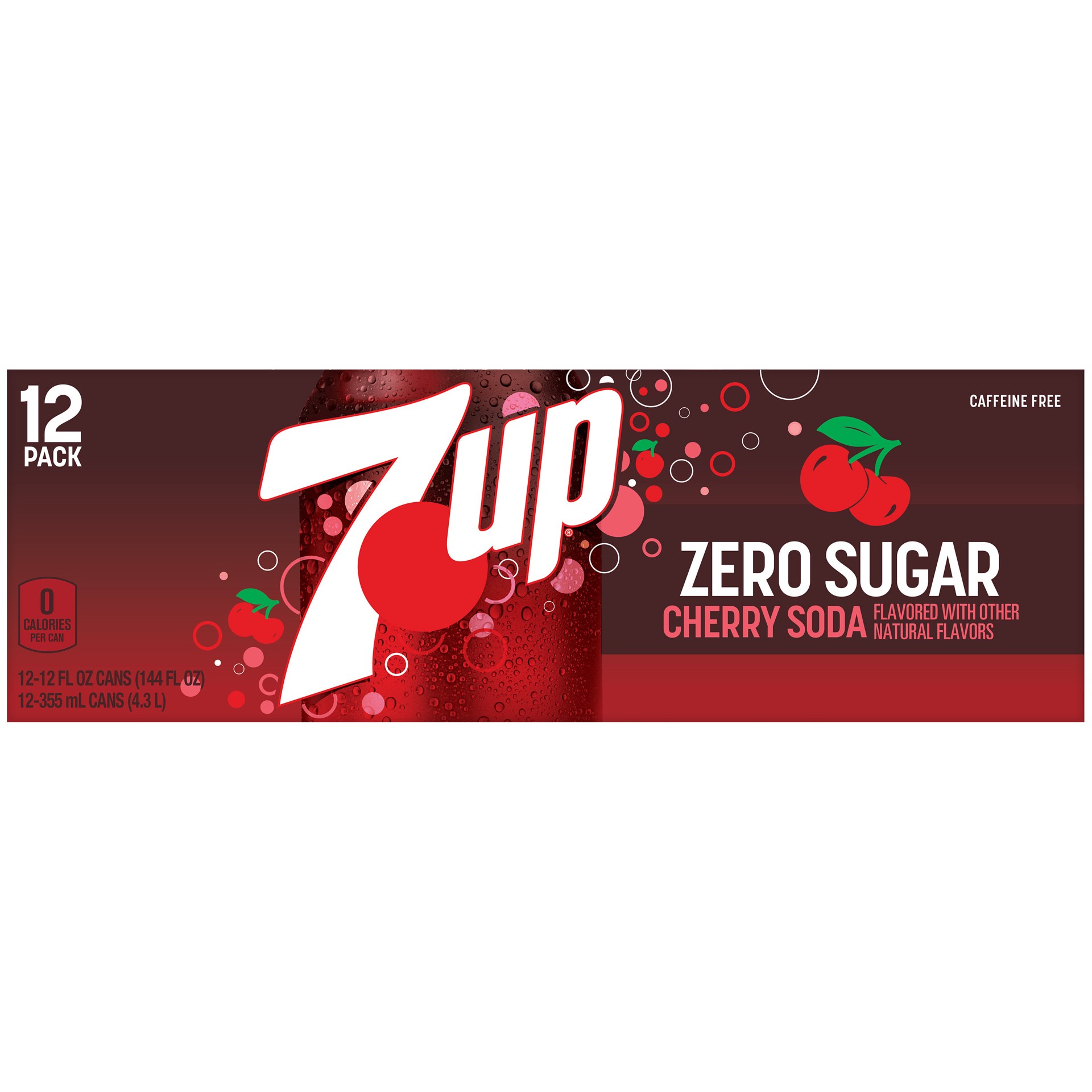 slide 3 of 5, 7UP Cherry Flavored Zero Sugar Soda, 12 fl oz cans, 12 pack, 12 ct; 12 oz