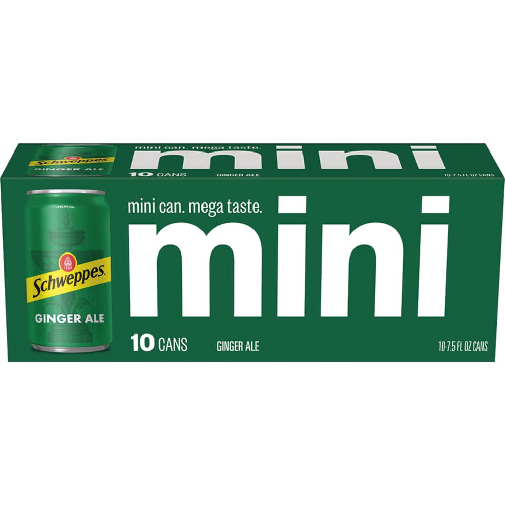 slide 5 of 6, Schweppes Ginger Ale Soda, 7.5 fl oz Mini Cans, 10 pack - 10 ct, 10 ct; 7.5 oz