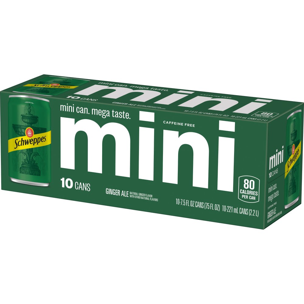 slide 6 of 6, Schweppes Ginger Ale Soda, 7.5 fl oz Mini Cans, 10 pack - 10 ct, 10 ct; 7.5 oz