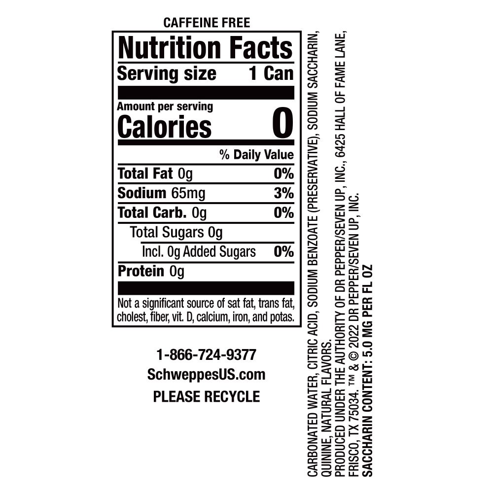 slide 5 of 6, Schweppes Zero Sugar Tonic Water Cans, 6 ct; 7.5 fl oz