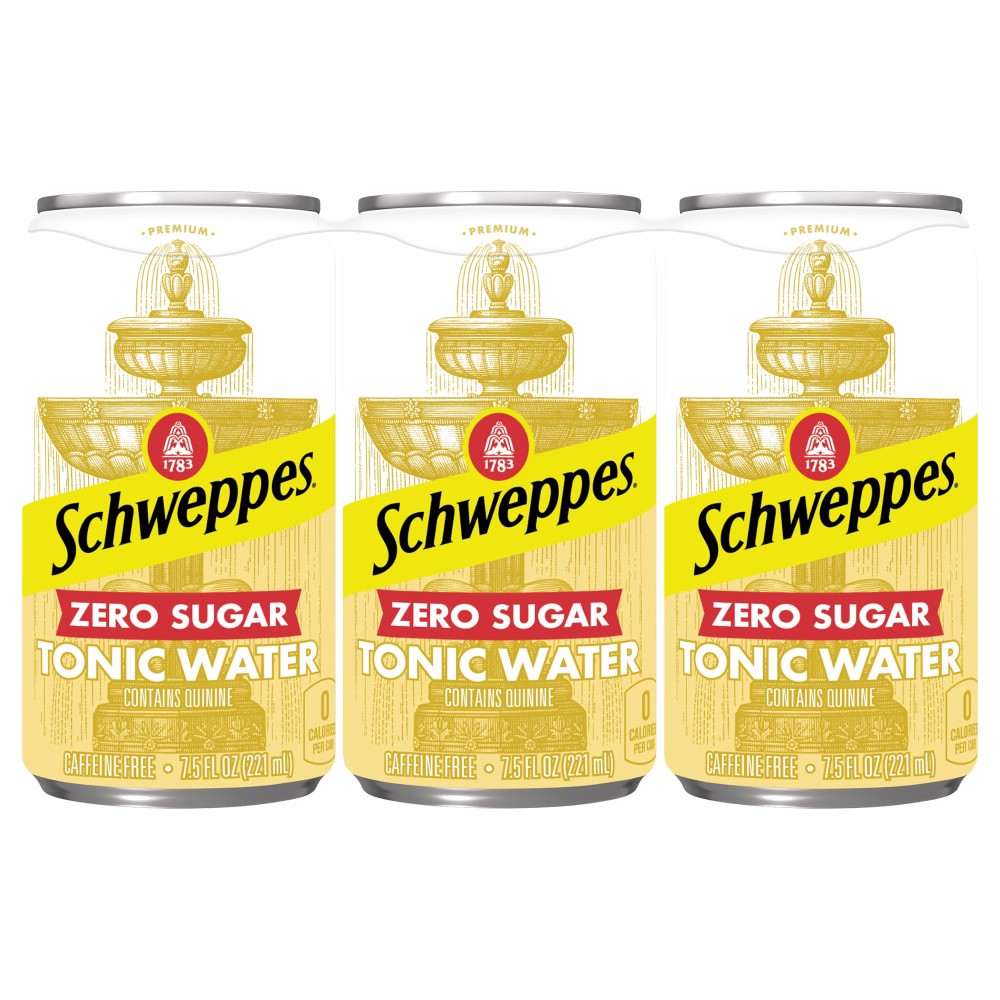 slide 1 of 6, Schweppes Zero Sugar Tonic Water Cans, 6 ct; 7.5 fl oz