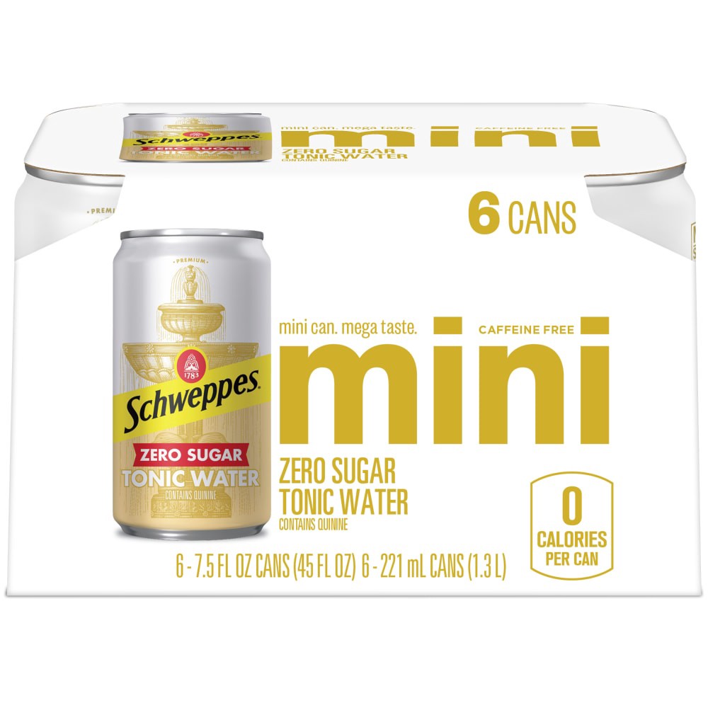 slide 4 of 5, Schweppes Diet Tonic Water Slim Cans, 6 ct; 7.5 fl oz