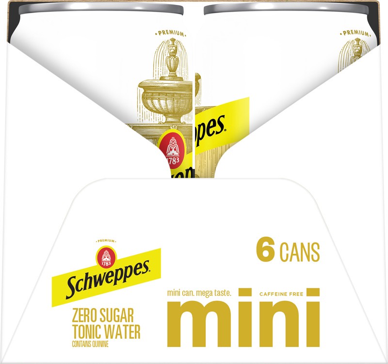 slide 2 of 5, Schweppes Zero Sugar Tonic Water, 7.5 fl oz mini cans, 6 pack, 6 count