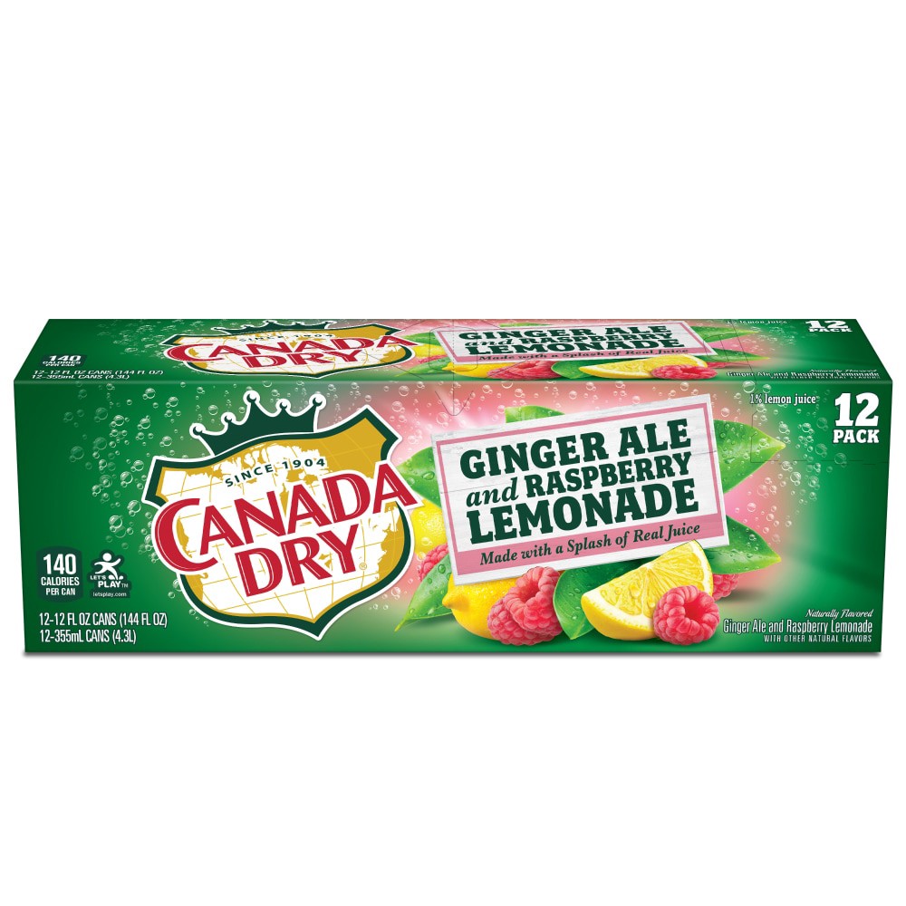 Canada Dry Ginger Ale and Raspberry Lemonade Soda 12 ct