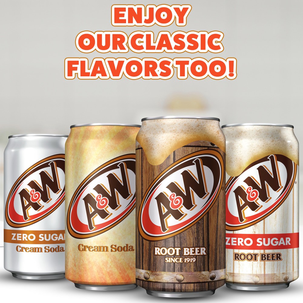 slide 3 of 6, A&W Ice Cream Sundae Soda, 7.5 fl oz mini cans, 10 pack, 10 ct