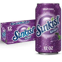 Sunkist Grape Soda, 12 fl oz cans, 12 pack