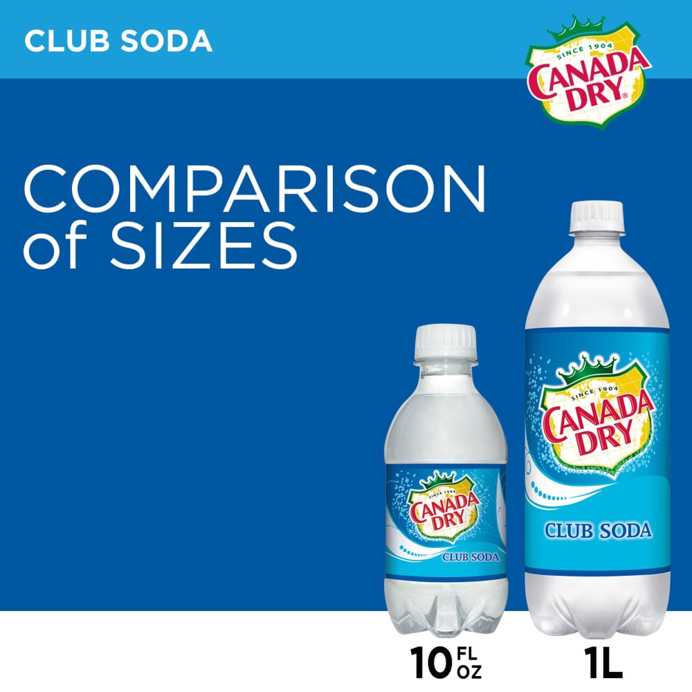 slide 3 of 4, Canada Dry Club Soda, 1 L bottle, 1 liter