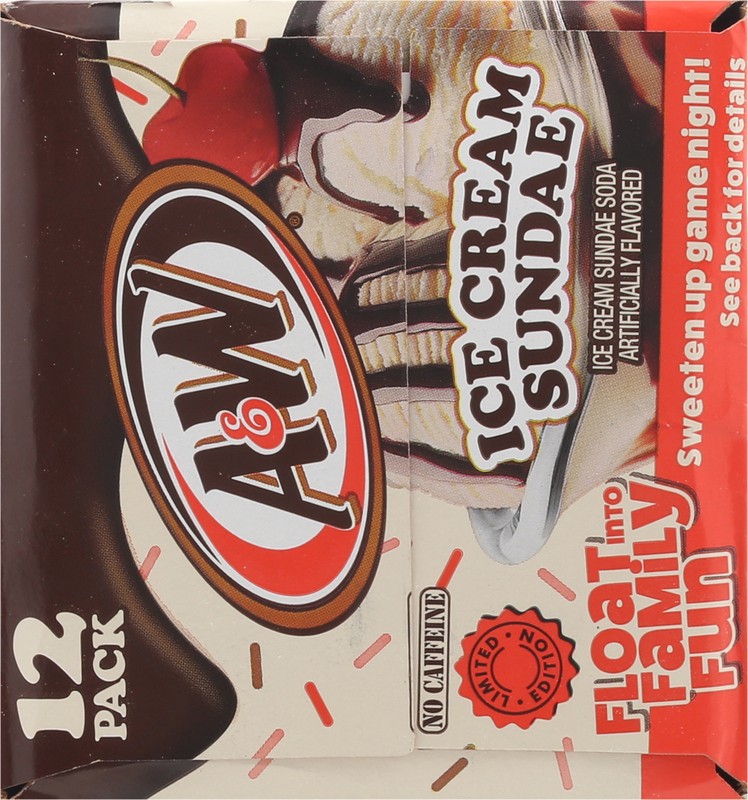 slide 3 of 5, A&W Ice Cream Sundae Soda, 12 fl oz cans, 12 pack, 12 ct; 12 fl oz