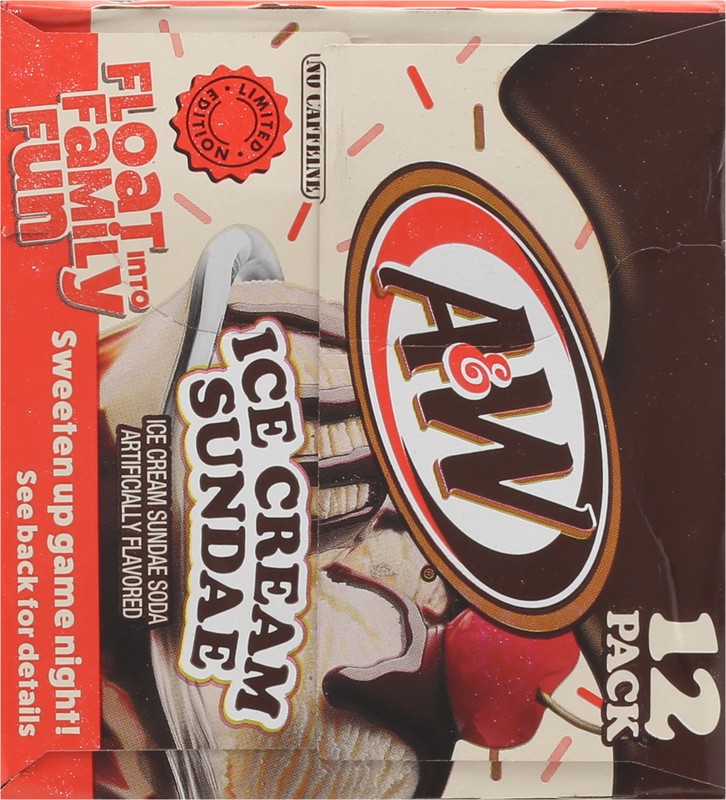 slide 4 of 5, A&W Ice Cream Sundae Soda, 12 fl oz cans, 12 pack, 12 ct; 12 fl oz
