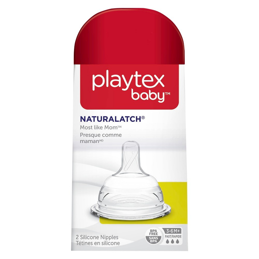 slide 3 of 5, Playtex Baby NaturaLatch Fast Flow Baby Bottle Nipples, 2 ct