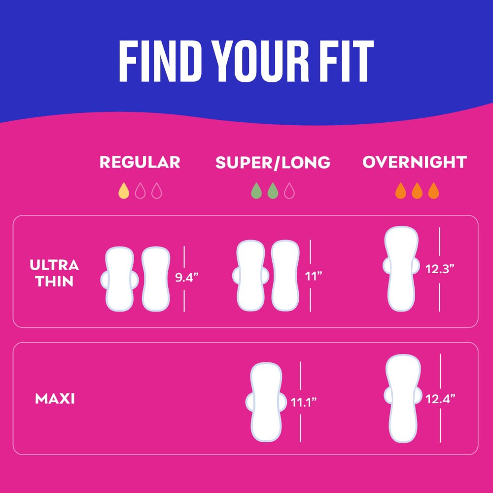 slide 3 of 5, Carefree Regular Ultra Thin Pads 28 ea, 28 ct