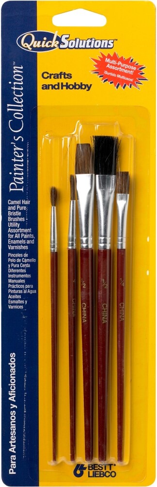 slide 1 of 1, Quick Solutions Crafts And Hobby Brush Set - 5 Piece, 1 ct