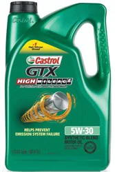 Castrol GTX High Mileage 5W-30 Premium Synthetic Blend Motor Oil, 5 qt
