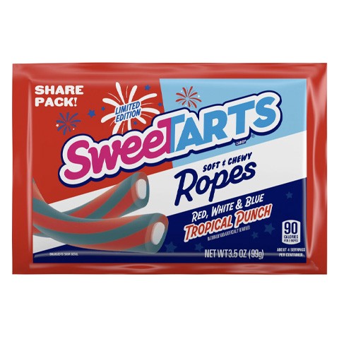 slide 1 of 1, SweeTarts Ropes Red, White & Blue Tropical Punch Share Size, 3.5 oz