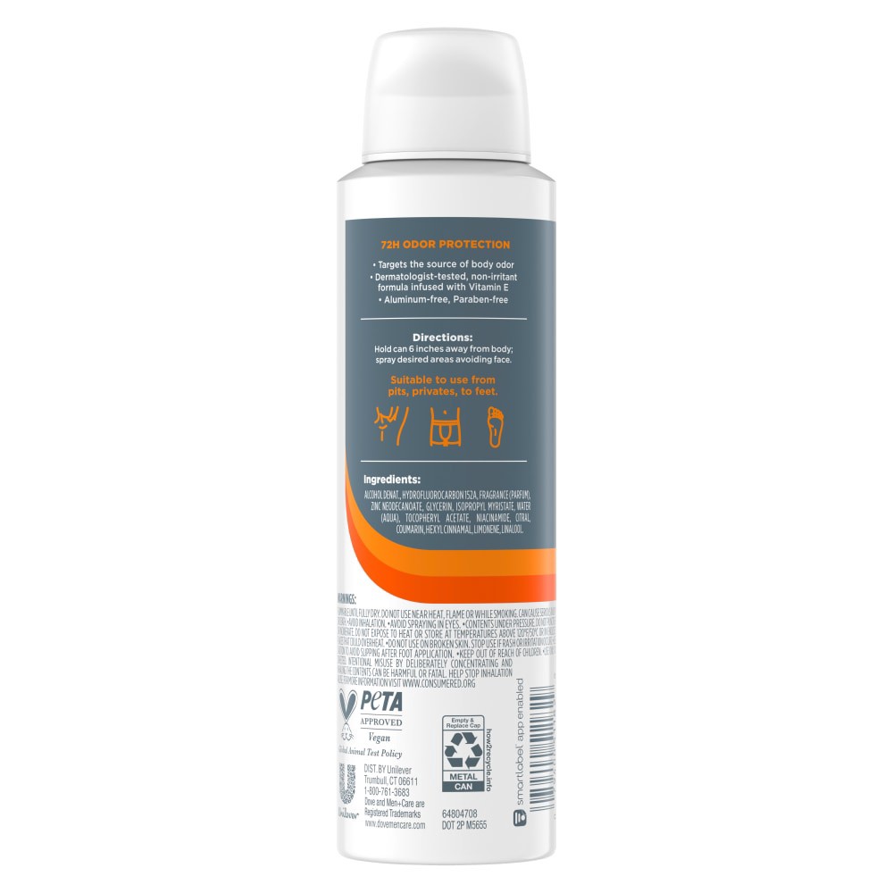 slide 2 of 6, Dove Men+Care Whole Body Spray Deodorant - Shea Butter & Cedar, 4 oz