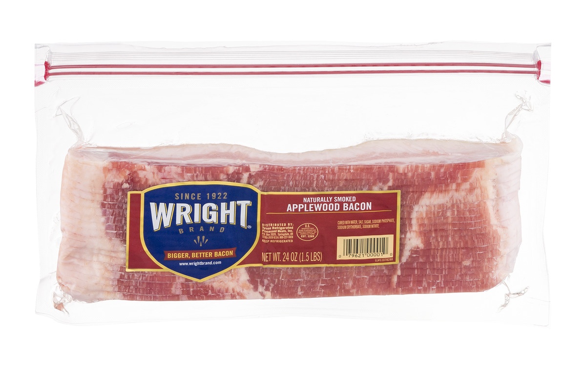 slide 1 of 5, Wright Brand Thick Sliced Applewood Smoked Bacon, 24 oz