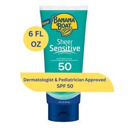 Banana Boat Sheer Sensitive Sunscreen Lotion SPF 50 Dermatologist & Pediatrician Approved, 6 fl oz