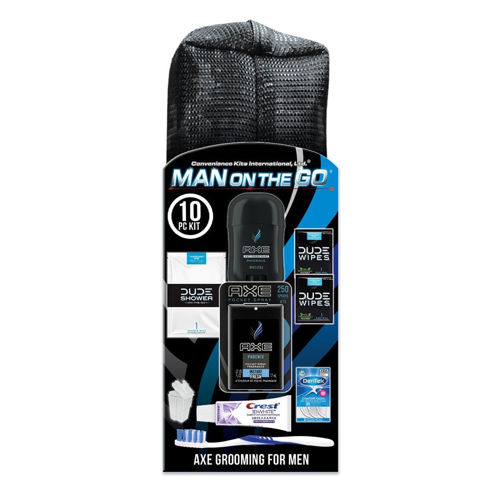 slide 1 of 1, Convenience Kits International Man On The Go Axe Grooming Travel Kit, 10 ct