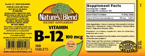 slide 3 of 3, Nature's Blend Vit B12 Tab 100Mcg, 100 ct