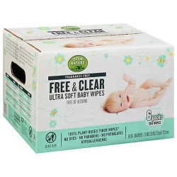 Open Nature Free & Clear Baby Wipes Ultra Soft Fragrance Free - 6-64 Count