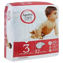 Signature Care Premium Baby Diapers Size 3 - 32 Count