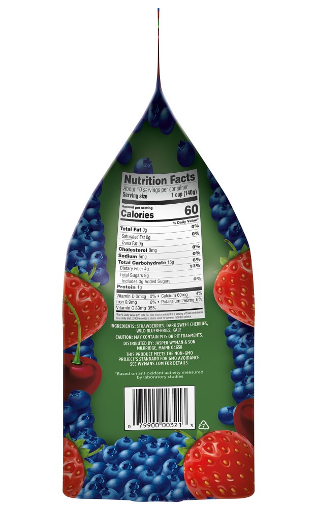 slide 4 of 5, Wyman's® Cherry Berry & Kale Mix Frozen Fruit, 3 lb