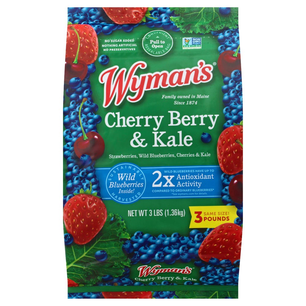 slide 2 of 5, Wyman's® Cherry Berry & Kale Mix Frozen Fruit, per lb