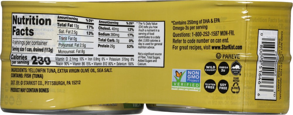 slide 2 of 5, StarKist EVOO Solid Yellowfin Tuna in Extra Virgin Olive Oil 4 Pack 4 - 4.5 oz Cans, 4 ct
