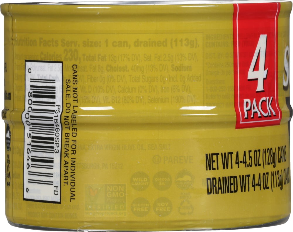 slide 3 of 5, StarKist EVOO Solid Yellowfin Tuna in Extra Virgin Olive Oil 4 Pack 4 - 4.5 oz Cans, 4 ct