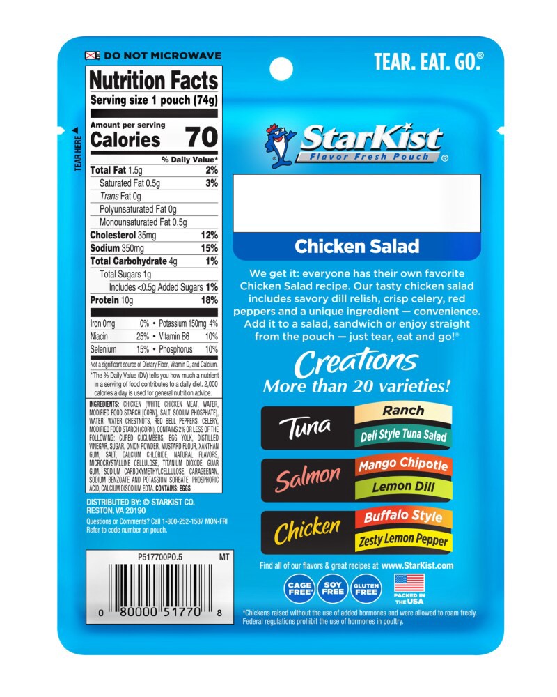 slide 3 of 5, StarKist Chicken Creations White Premium Chicken Salad 2.6 oz, 2.6 oz