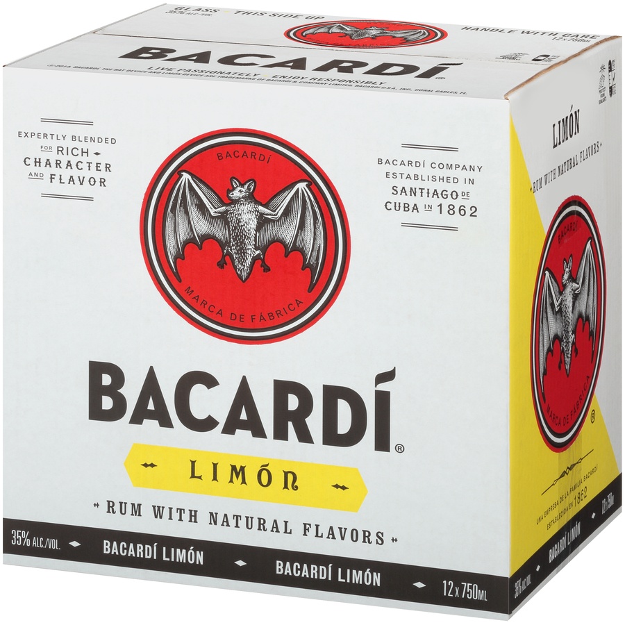 slide 3 of 6, Bacardi Limon Rum Bottle, 750 ml