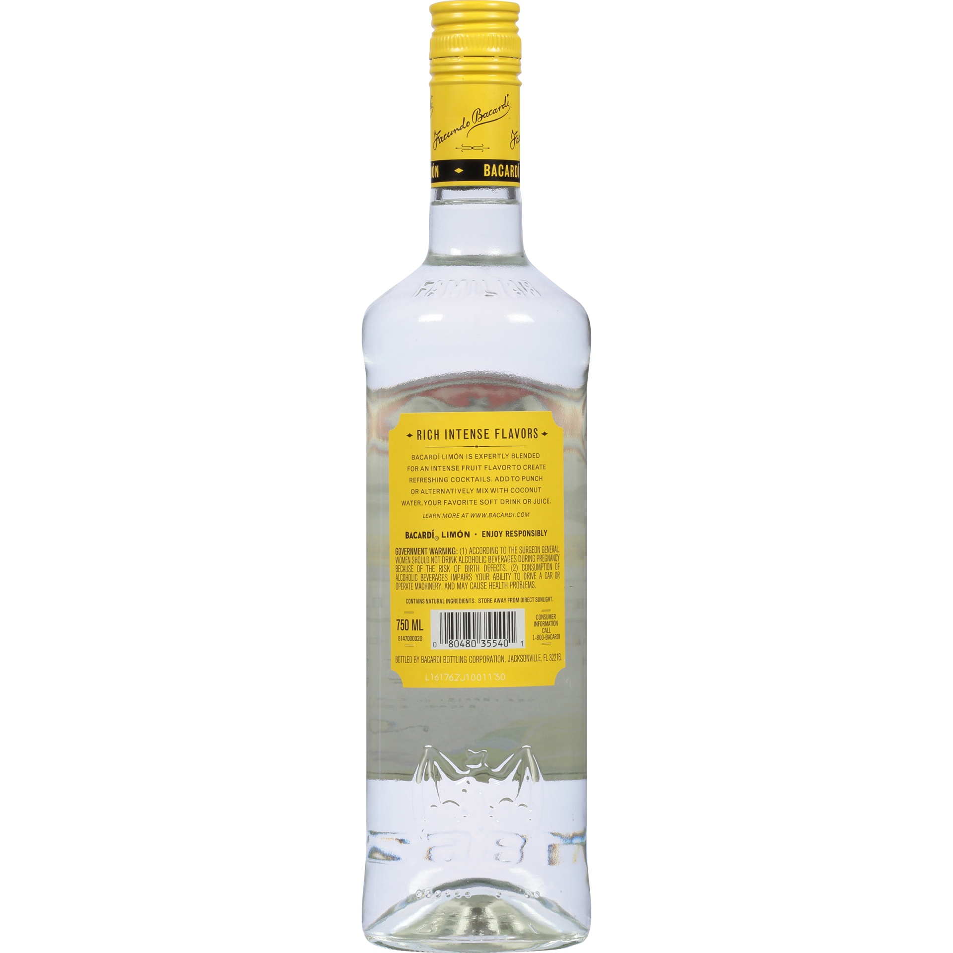 slide 4 of 6, Bacardi Limon Rum Bottle, 750 ml