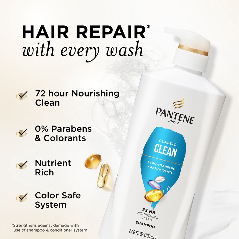 slide 2 of 4, PANTENE PRO-V Classic Clean Shampoo, 23.6oz, 23.60 fl oz