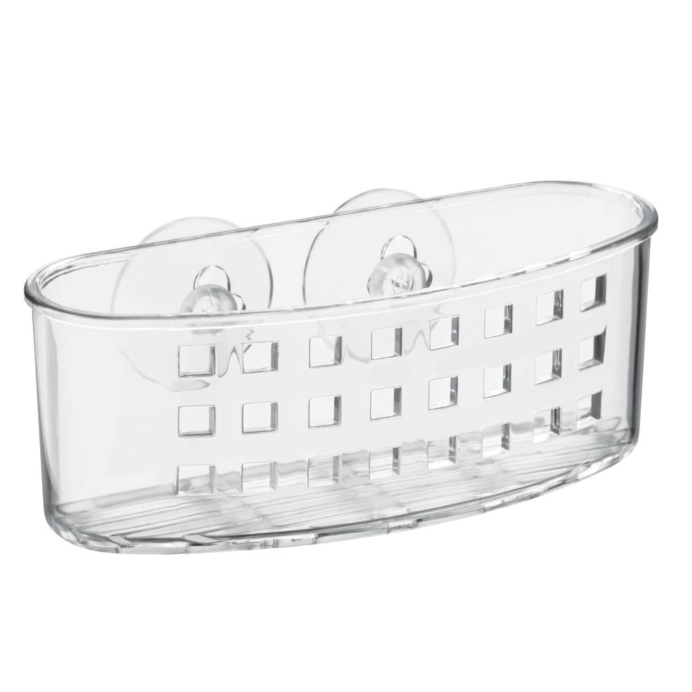 slide 2 of 5, InterDesign Suction Bath Caddy - Clear, 5 in x 6.6 in x 2.7 in