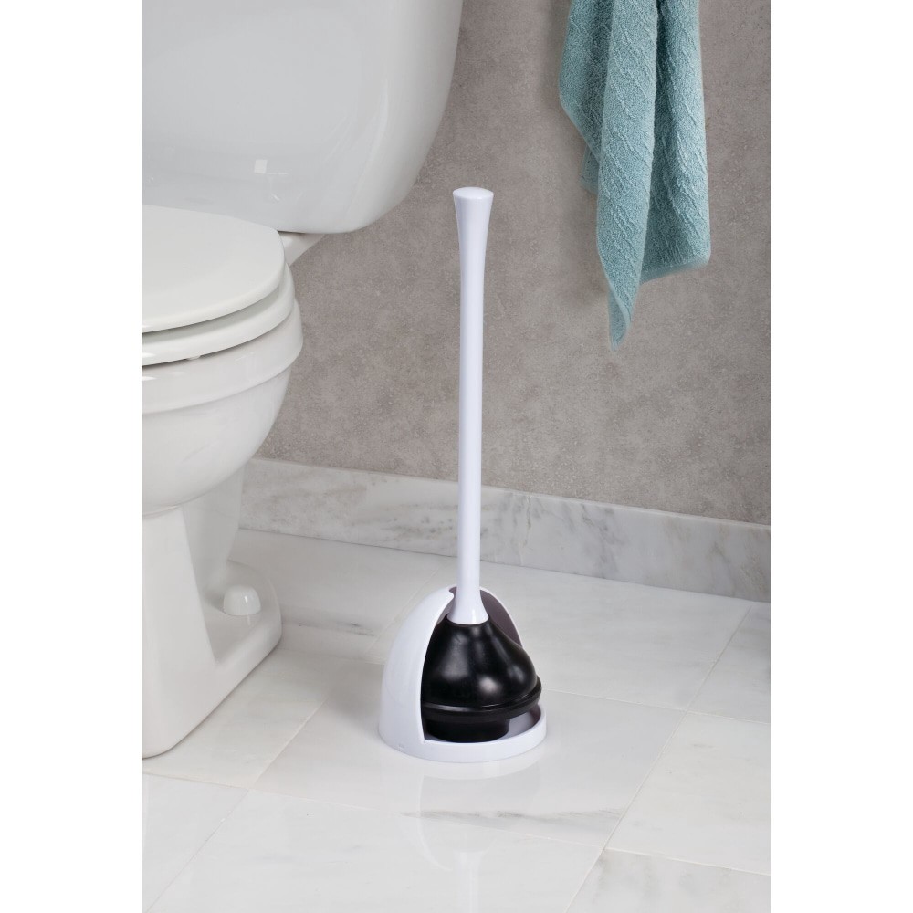 slide 3 of 5, InterDesign Una Bathroom Plunger - Black/White, 1 ct