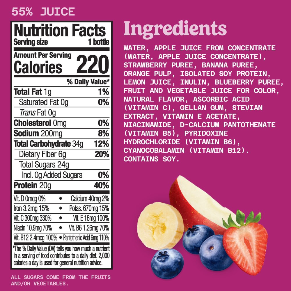 slide 3 of 6, Naked Juice Double Berry Protein 15.2oz, 15.2 fl oz