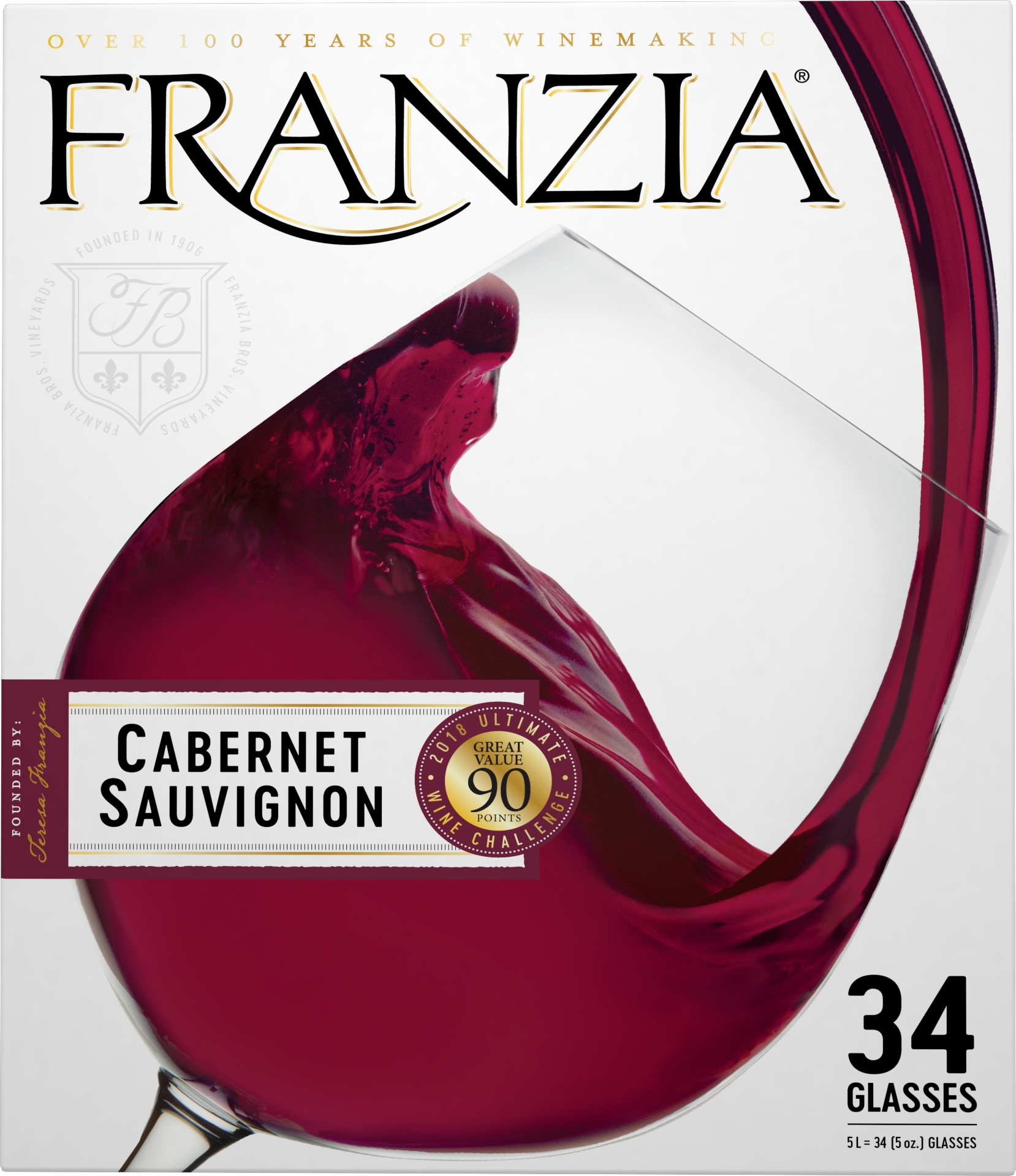 slide 2 of 5, Franzia Cabernet Sauvignon Red Wine, 5 liter box