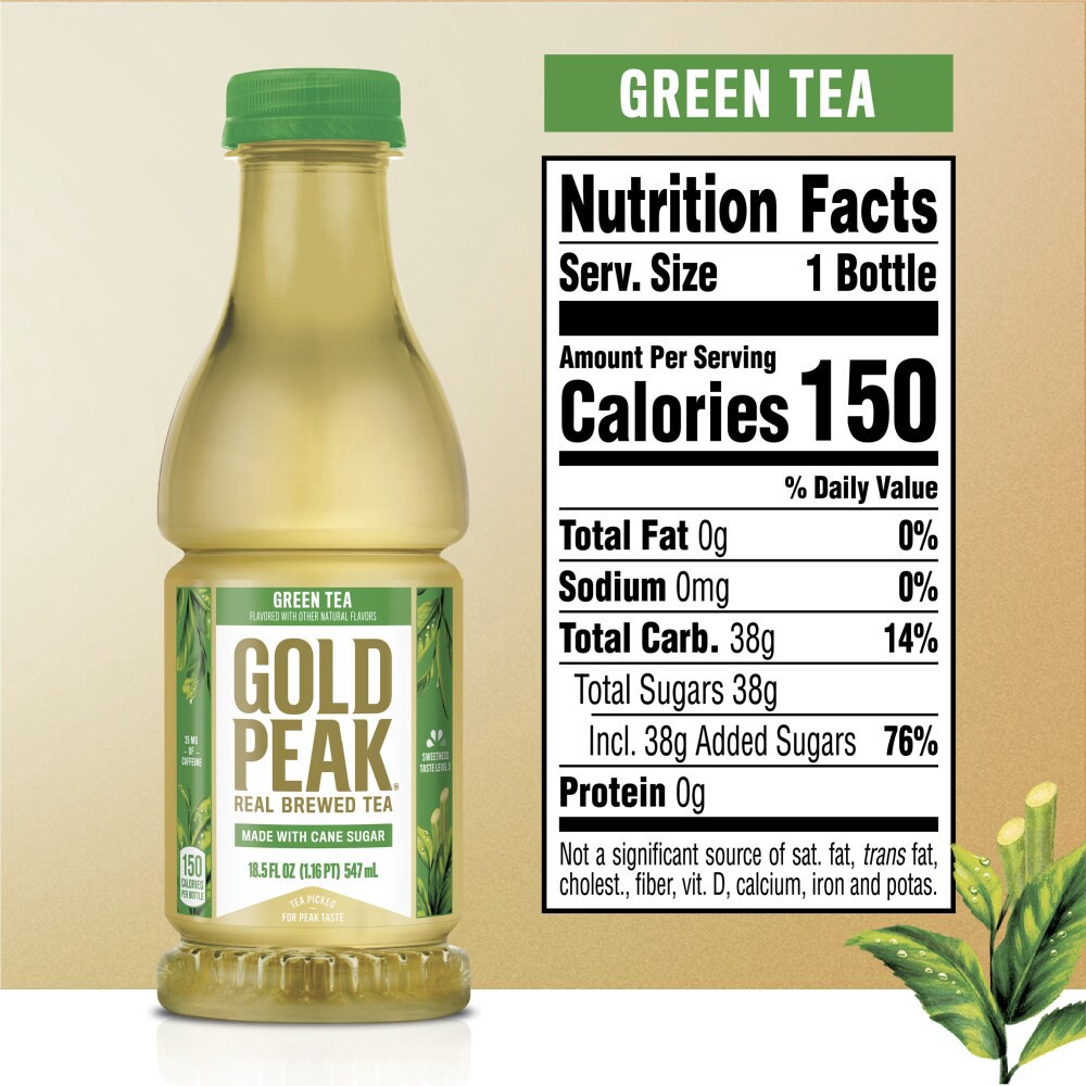 slide 6 of 6, Gold Peak Sweetened Green Tea Bottle, 18.5 fl oz, 18.5 fl oz