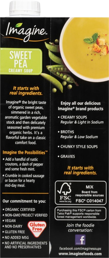 slide 2 of 2, Imagine Organic Creamy Sweet Pea Soup, 32 fl oz