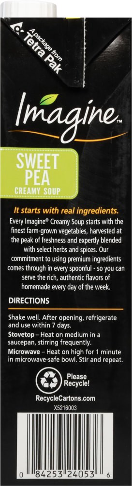 slide 5 of 5, Imagine Organic Creamy Sweet Pea Soup, 32 fl oz